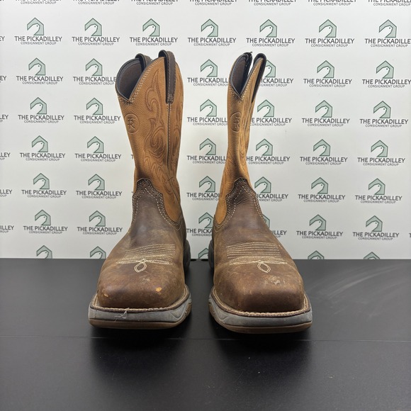 Tony‎ Lama Steel Toe Work Boots Western Style Brown Leather RR3350 11D - Picture 1 of 7
